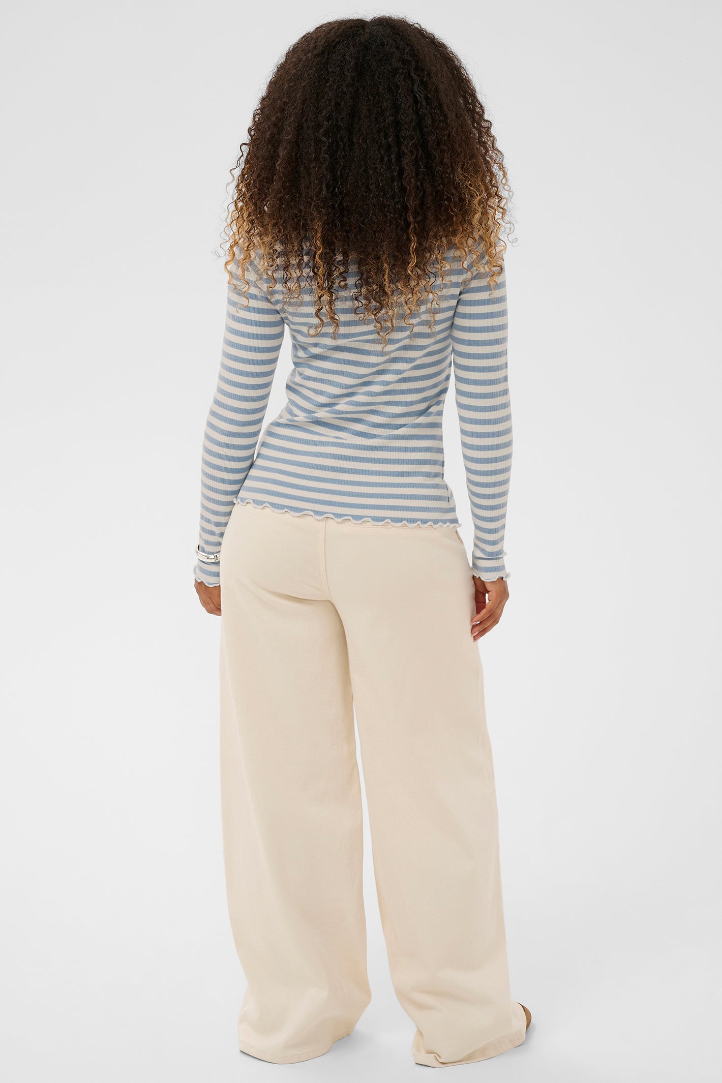 Cream Clothing CRRibba Cashmere Blue Stripe Long Sleeve T-Shirt 10614637 109319