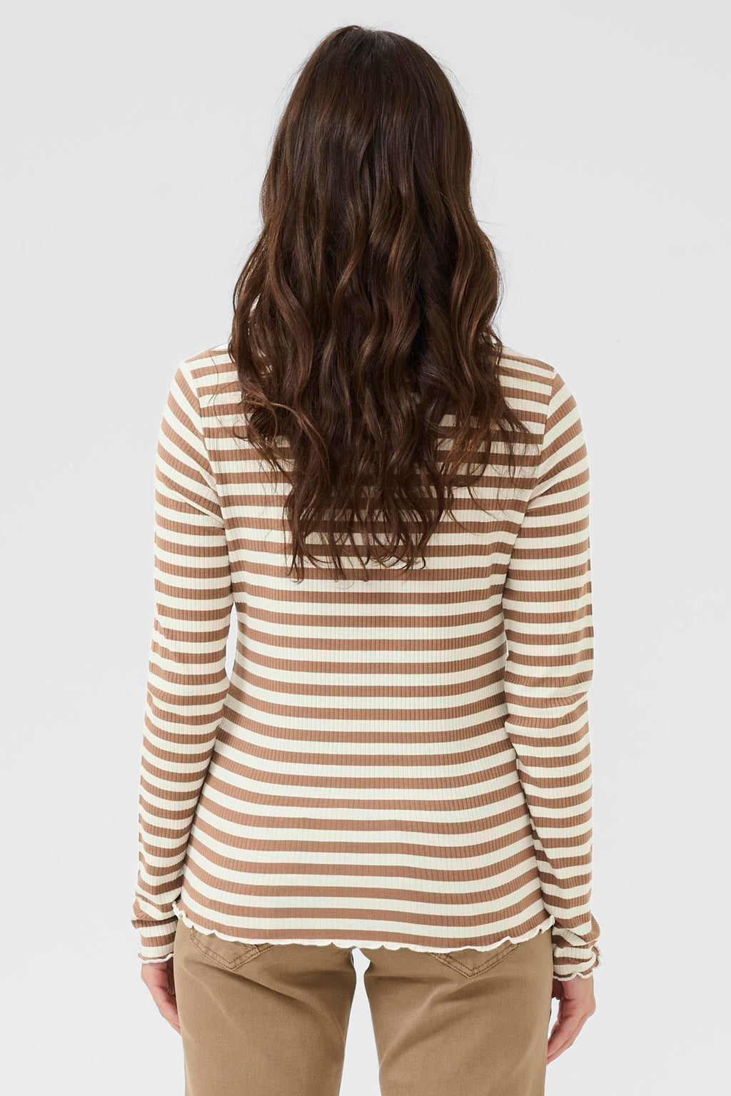 Cream Clothing CRRibba Cocoa Crème Stripe Long Sleeve T-Shirt 10614637 108850