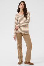 Cream Clothing CRRibba Cocoa Crème Stripe Long Sleeve T-Shirt 10614637 108850