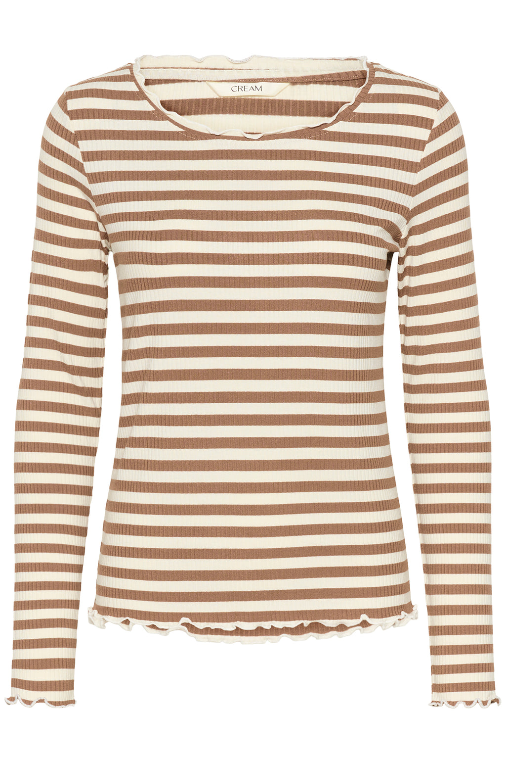 Cream Clothing CRRibba Cocoa Crème Stripe Long Sleeve T-Shirt 10614637 108850