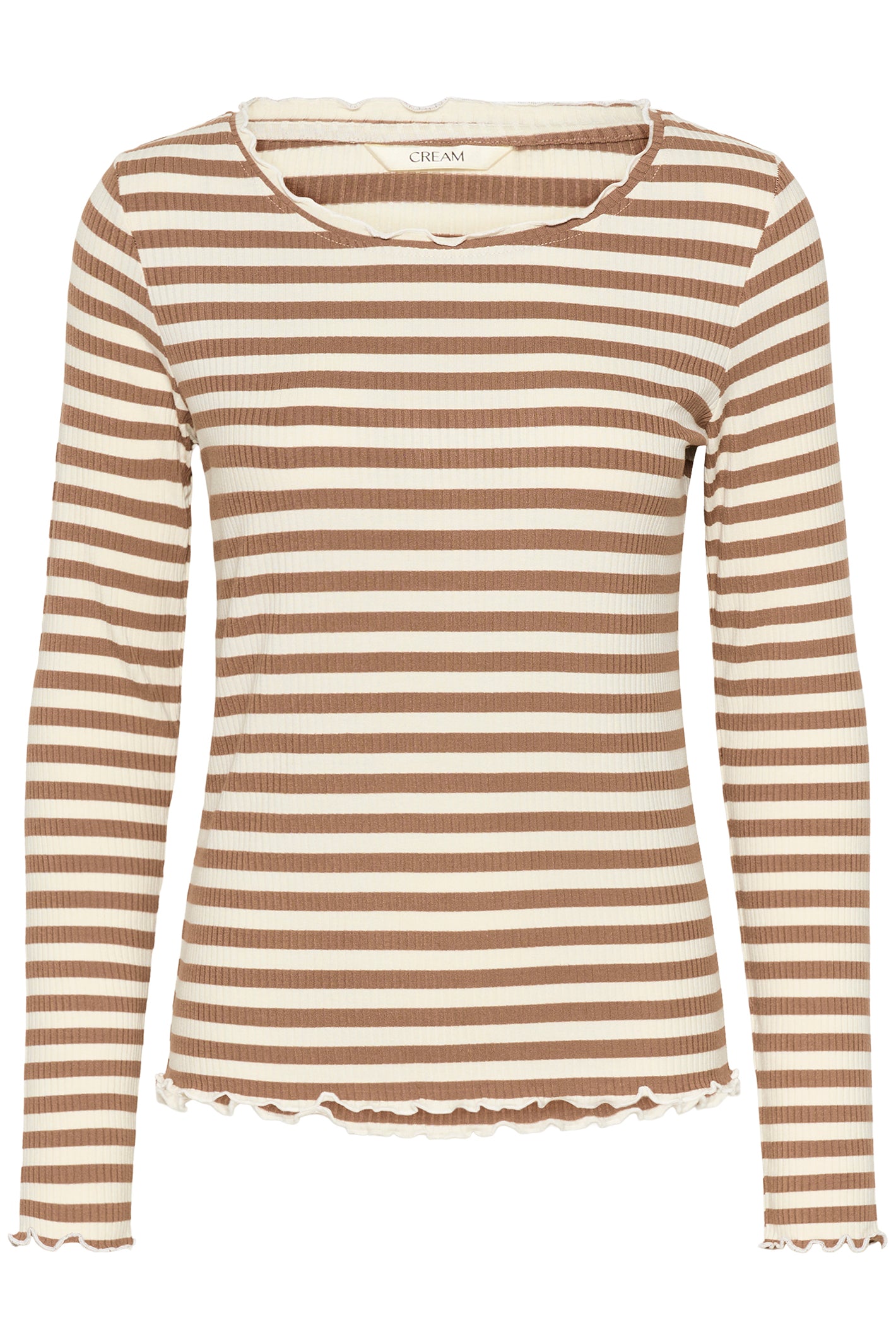 Cream Clothing CRRibba Cocoa Crème Stripe Long Sleeve T-Shirt 10614637 108850