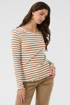 Cream Clothing CRRibba Cocoa Crème Stripe Long Sleeve T-Shirt 10614637 108850