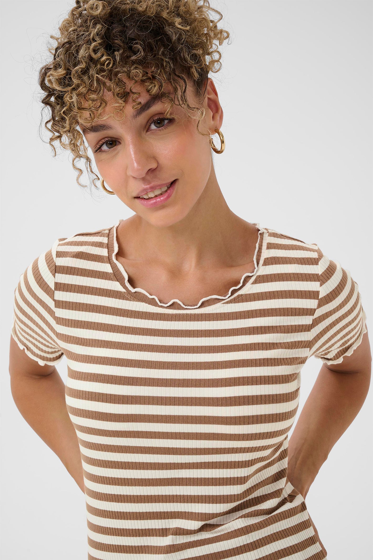 Cream Clothing CRRibba Cocoa Creme Stripe T-Shirt 10613876 108850