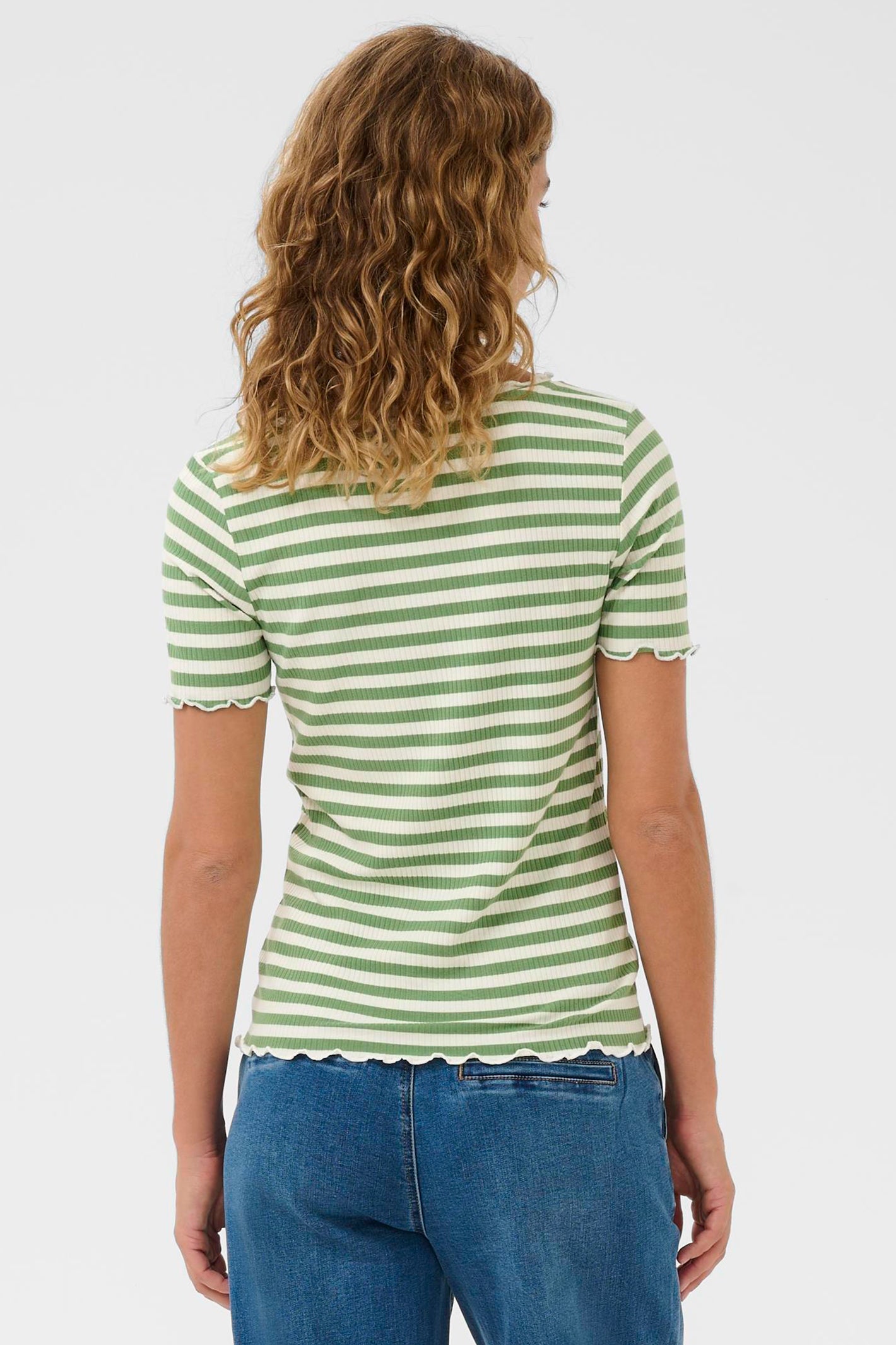 Cream Clothing CRRibba Jade Green Stripe T-Shirt 10613876 108849