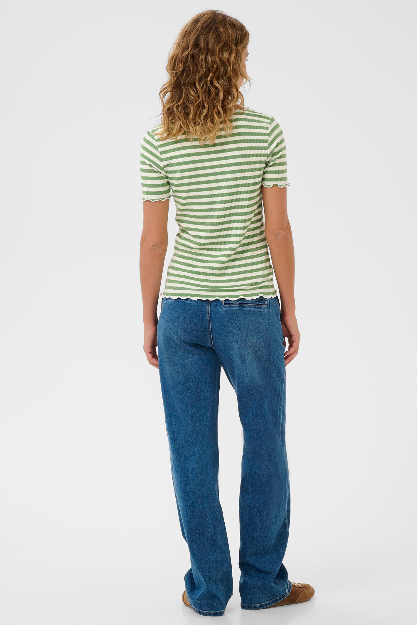 Cream Clothing CRRibba Jade Green Stripe T-Shirt 10613876 108849