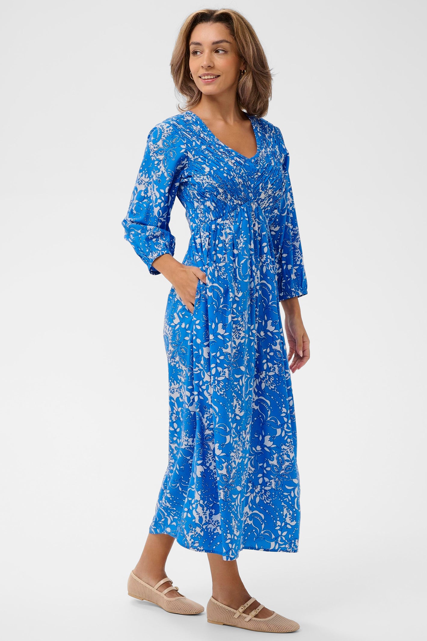 Cream Clothing CRTiah Blue Toile Smock Dress 10613476 109077