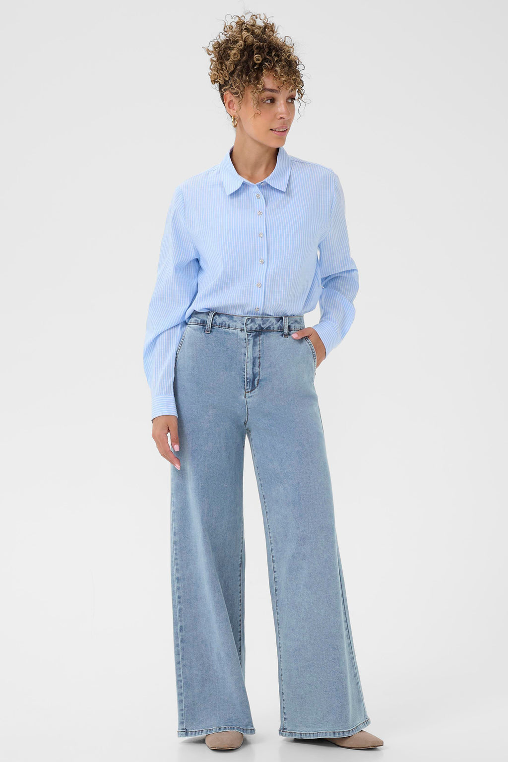 Cream Clothing CRVisti Cleveland Blue Wide Leg Jeans 30 Inch 10612286 108844