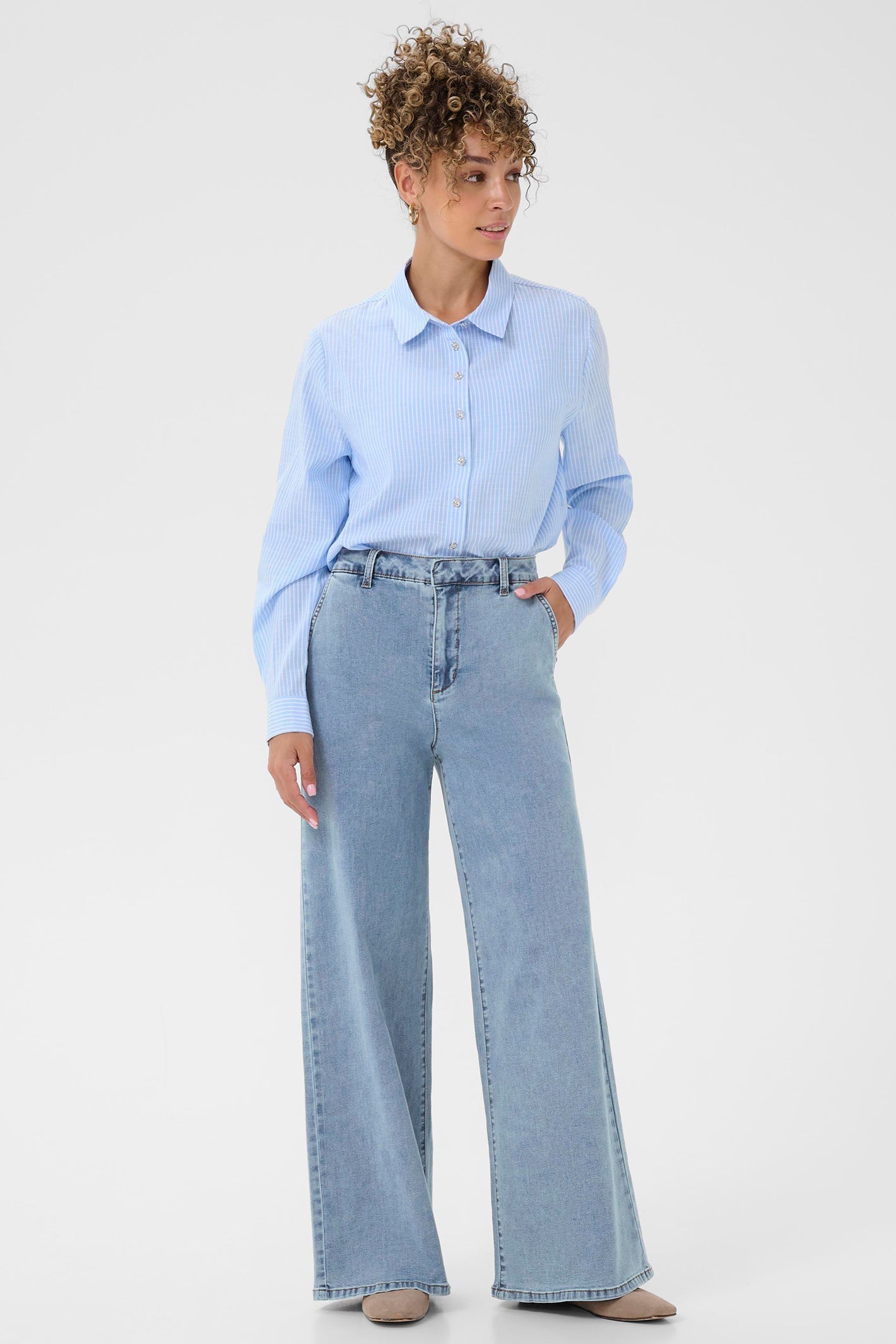 Cream Clothing CRVisti Cleveland Blue Wide Leg Jeans 30 Inch 10612286 108844