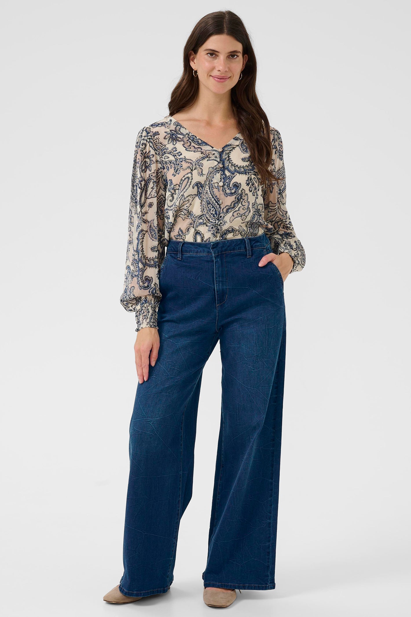 Cream Clothing CRVisti Oakland Mid Blue Wide Leg Jeans 32 Inch 10612286 108742