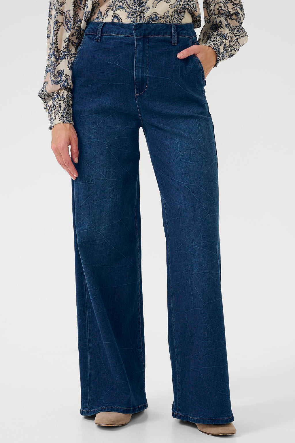 Cream Clothing CRVisti Oakland Mid Blue Wide Leg Jeans 32 Inch 10612286 108742