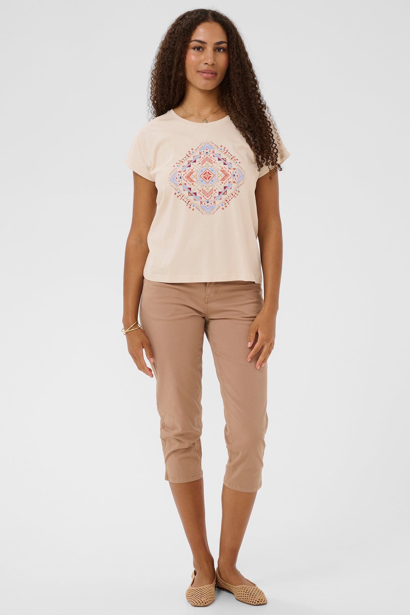 Cream Clothing CRWrikki Red Aztec T-Shirt 10614825 109226