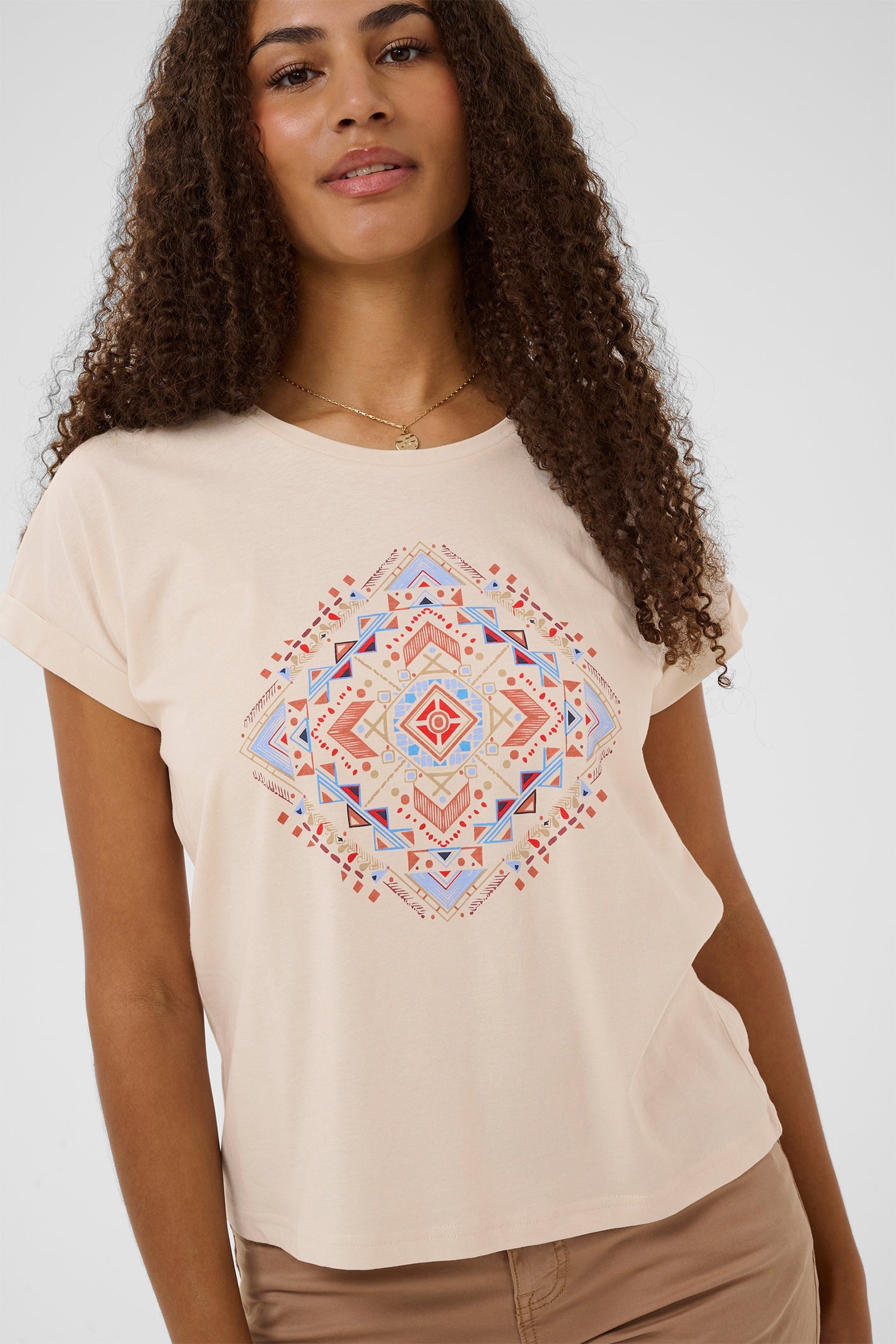 Cream Clothing CRWrikki Red Aztec T-Shirt 10614825 109226