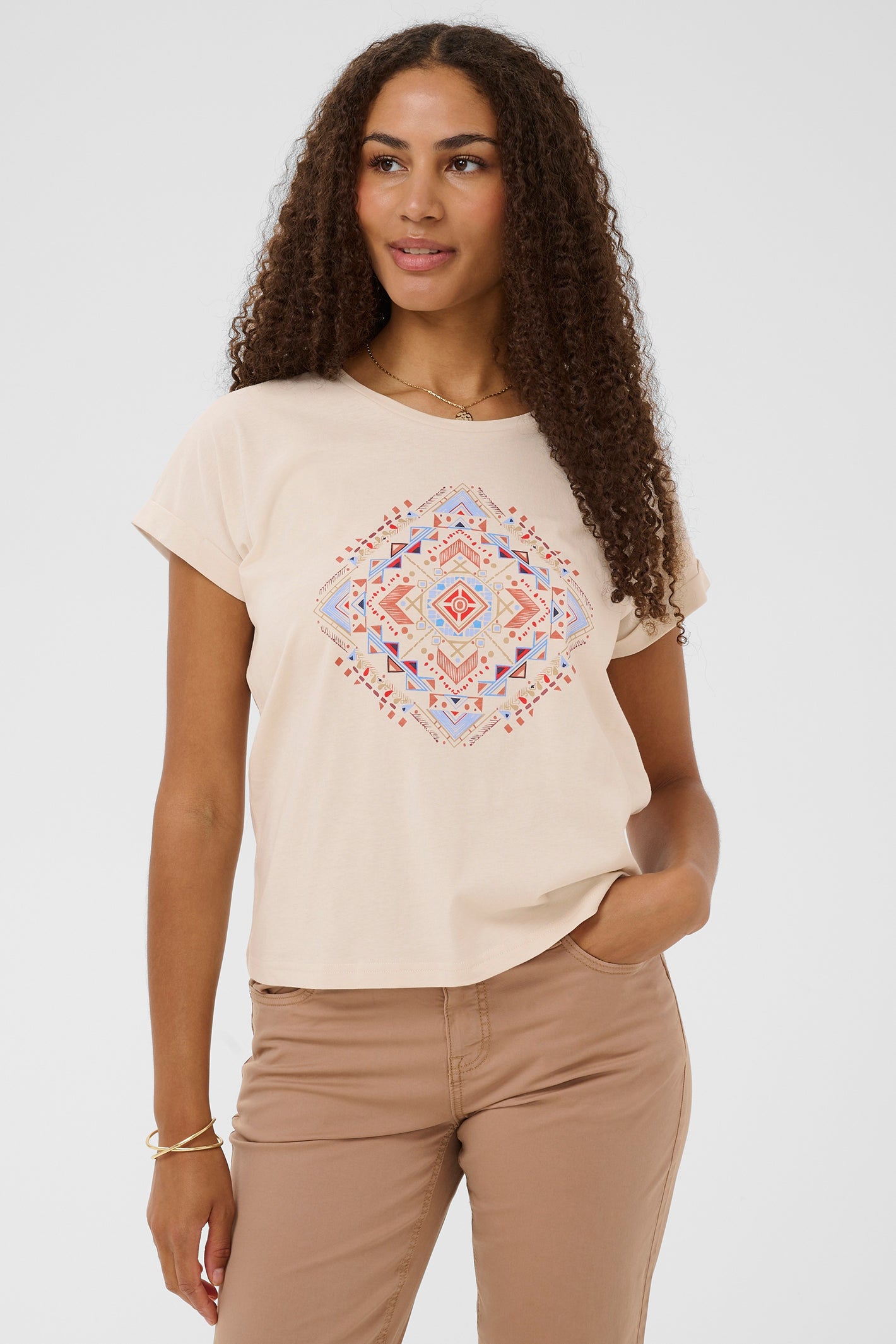 Cream Clothing CRWrikki Red Aztec T-Shirt 10614825 109226