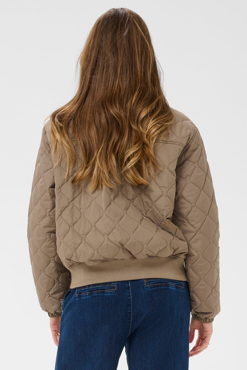 Cream CRArwen brown lentil quilted bomber jacket at OSO Boutique