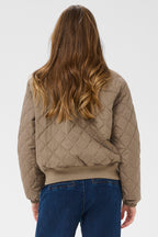 Cream CRArwen brown lentil quilted bomber jacket at OSO Boutique