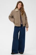 Cream CRArwen brown lentil quilted bomber jacket at OSO Boutique