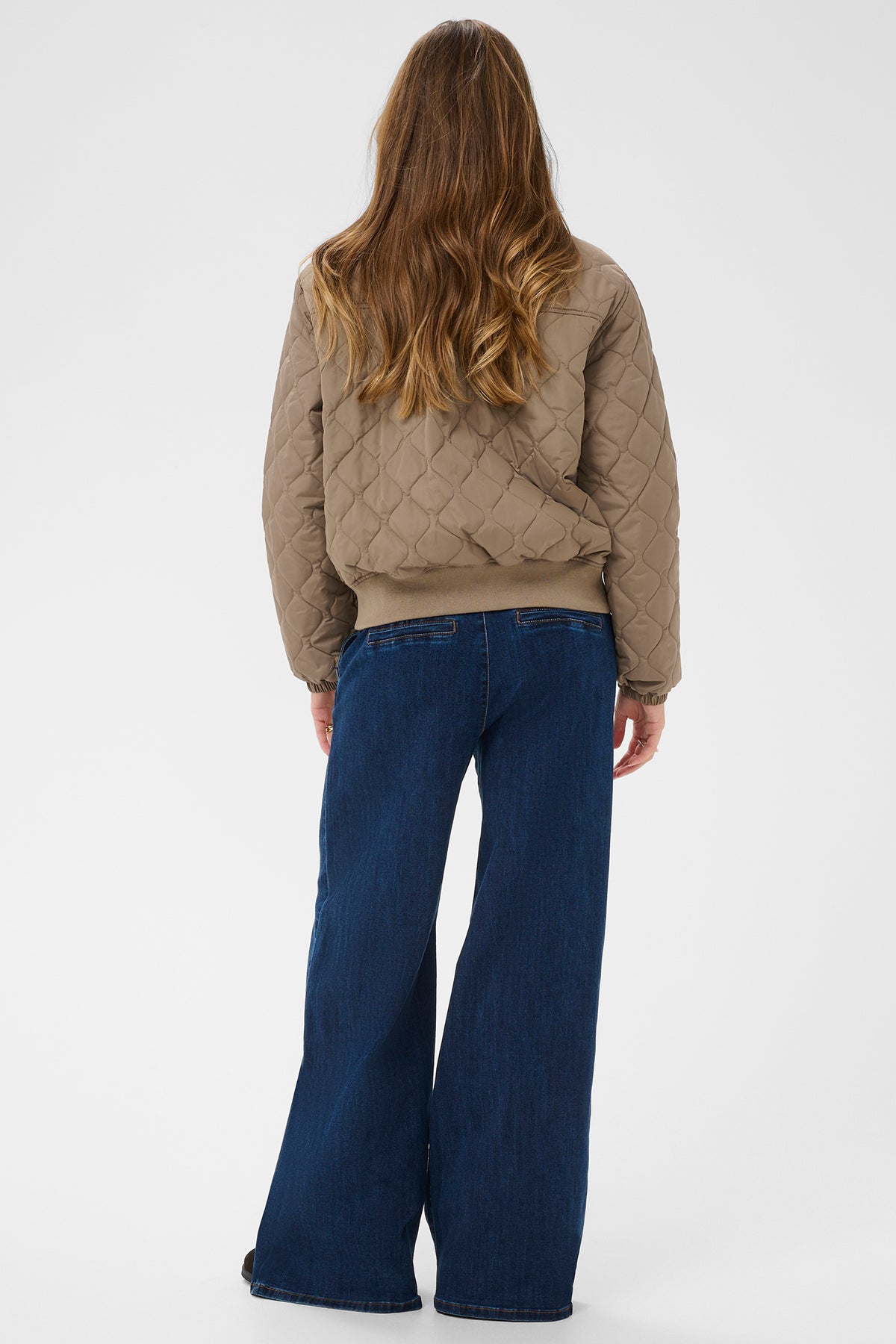 Cream CRArwen brown lentil quilted bomber jacket at OSO Boutique