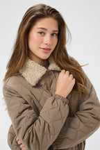 Cream CRArwen brown lentil quilted bomber jacket at OSO Boutique