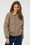 Cream CRArwen brown lentil quilted bomber jacket at OSO Boutique