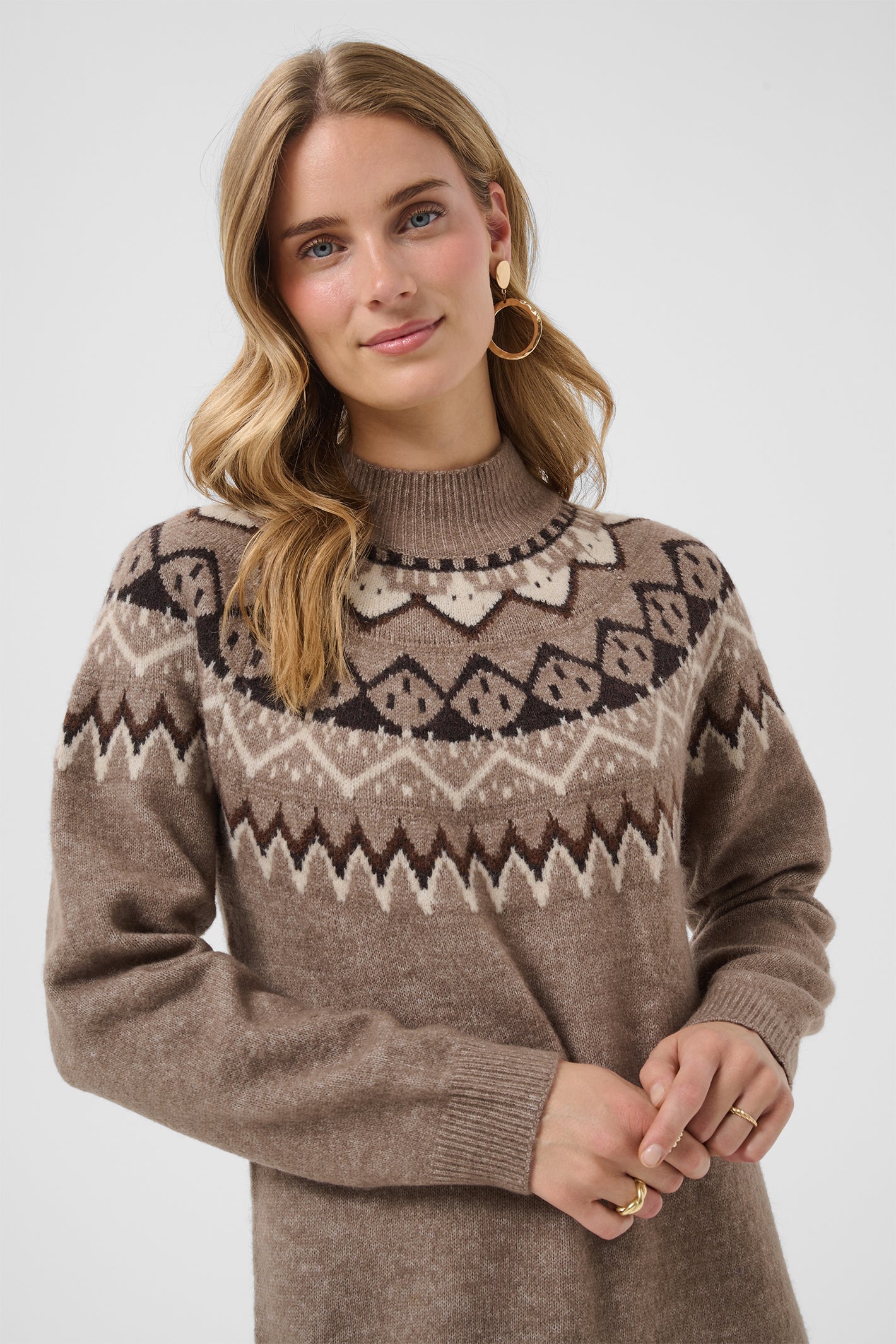 Cream CRCherrie brown lentil melange knitted dress at OSO Boutique