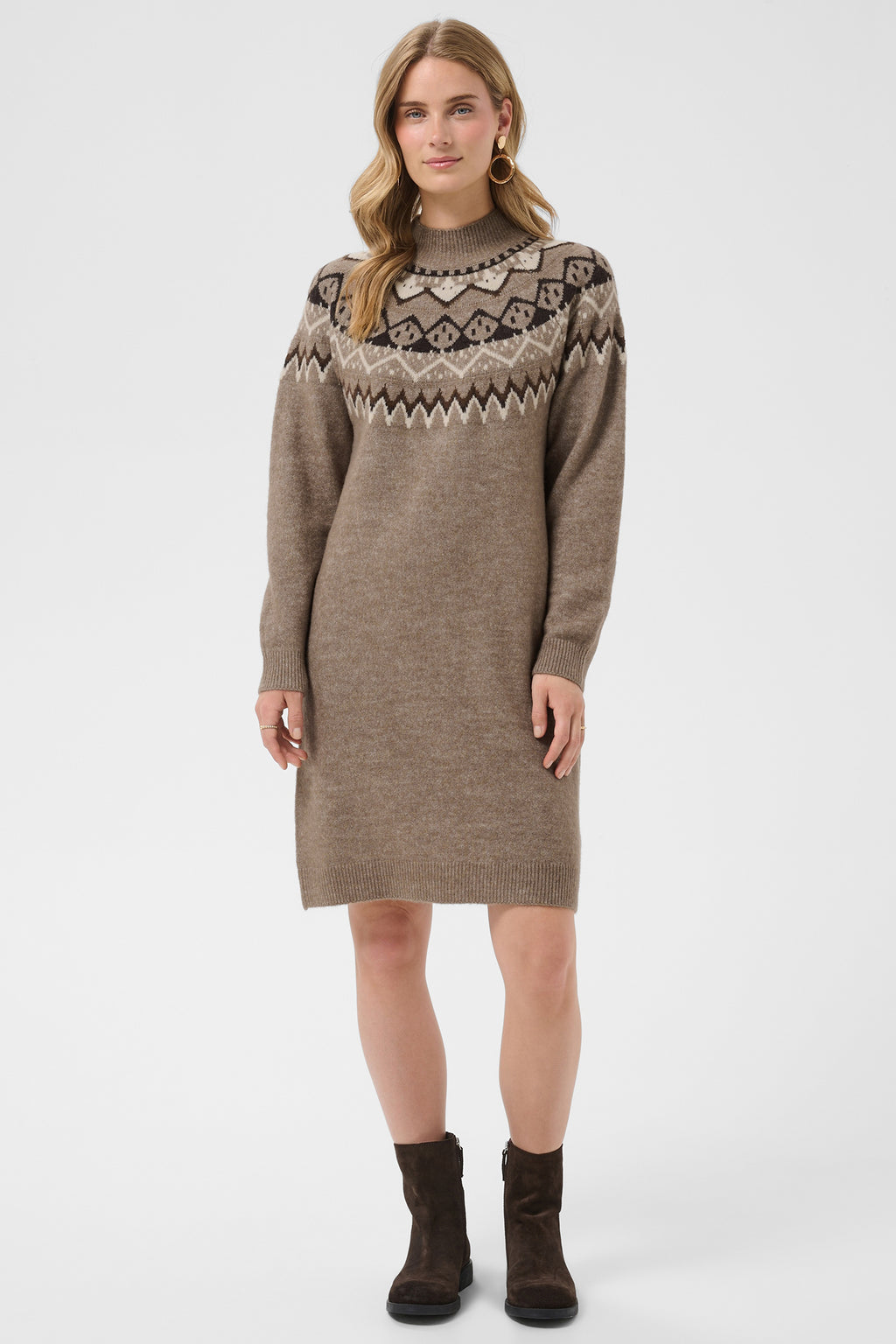 Cream CRCherrie brown lentil melange knitted dress at OSO Boutique