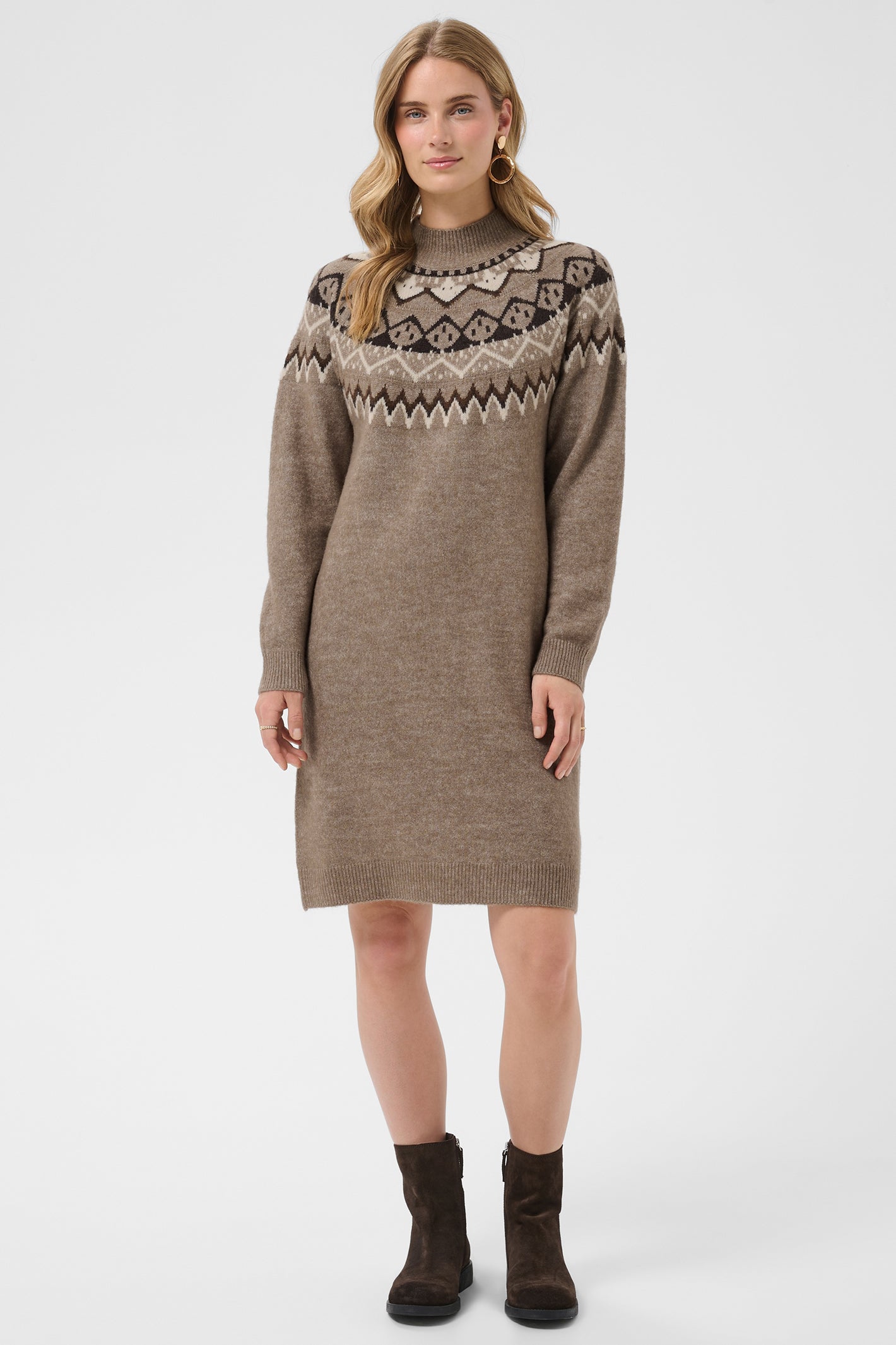 Cream CRCherrie brown lentil melange knitted dress at OSO Boutique