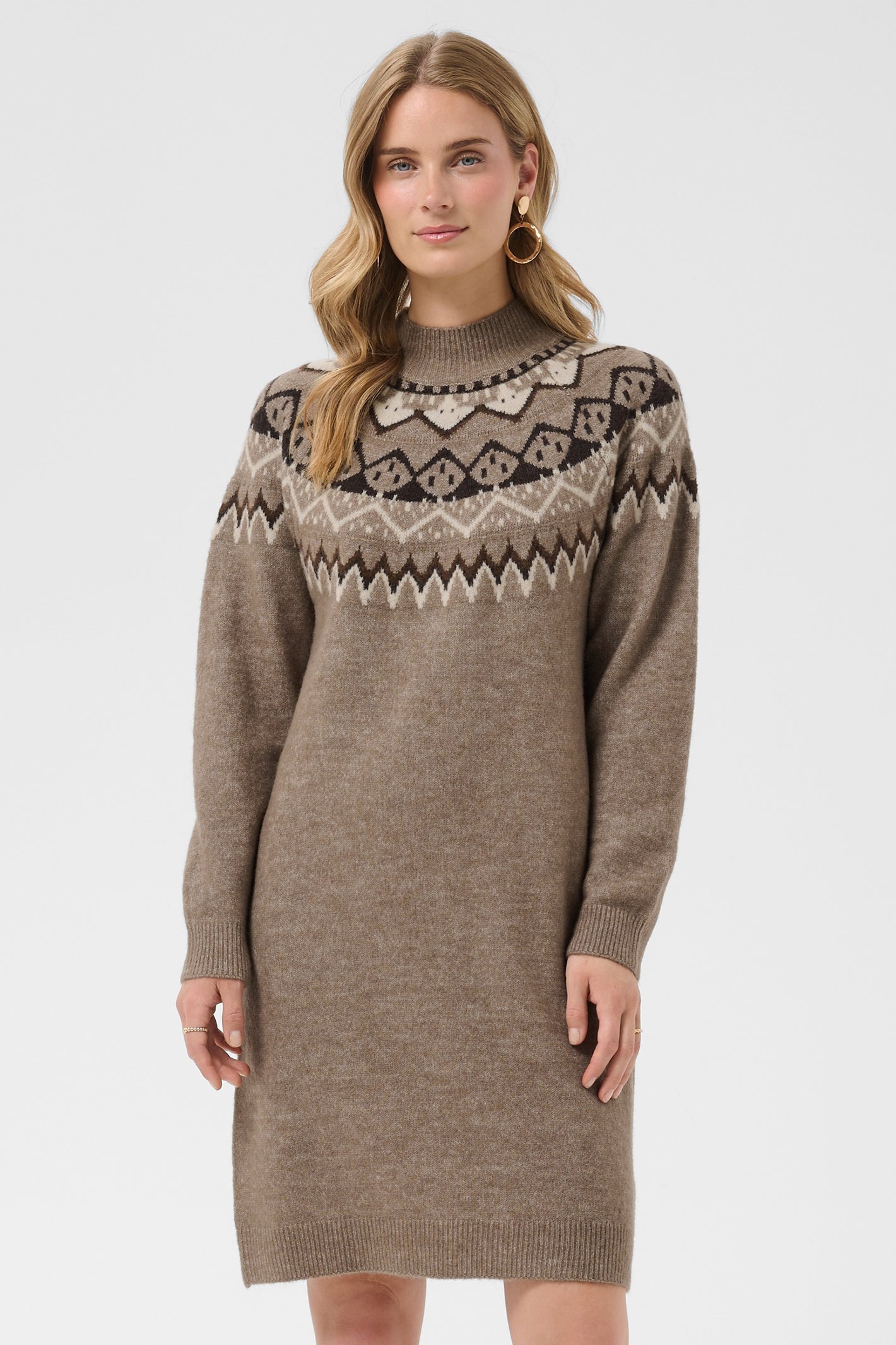 Cream CRCherrie brown lentil melange knitted dress at OSO Boutique