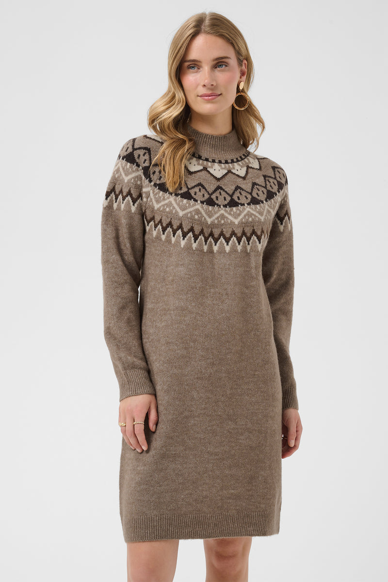 Cream CRCherrie brown lentil melange knitted dress at OSO Boutique
