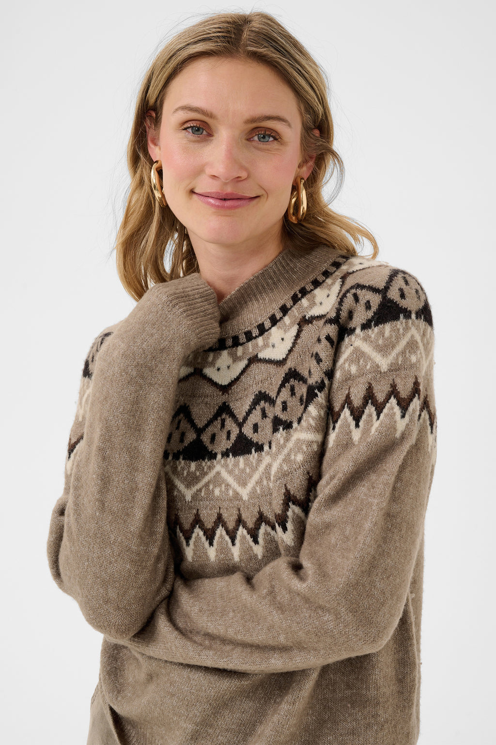 Cream CRCherrie brown lentil melange jumper at OSO Boutique