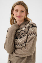 Cream CRCherrie brown lentil melange jumper at OSO Boutique