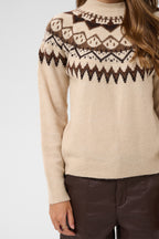 Cream CRCherrie oatmeal melange jumper at OSO Boutique