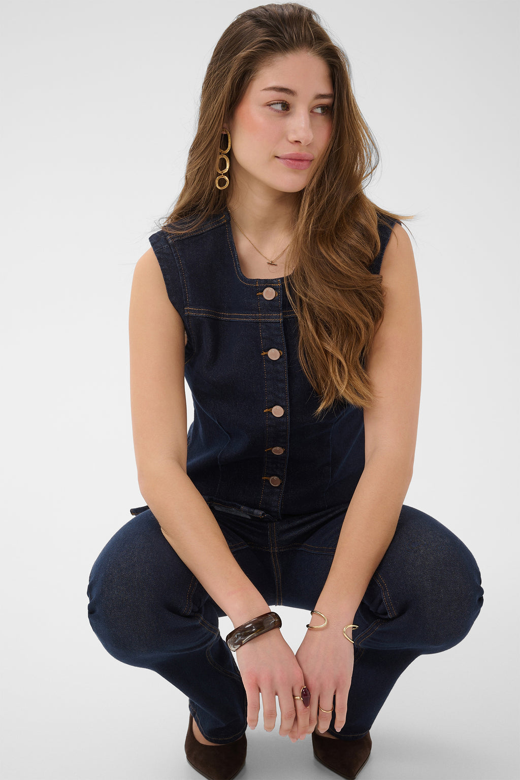 Cream CRDamy Cape Breton rinse denim waistcoat at OSO Boutique