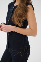 Cream CRDamy Cape Breton rinse denim waistcoat at OSO Boutique