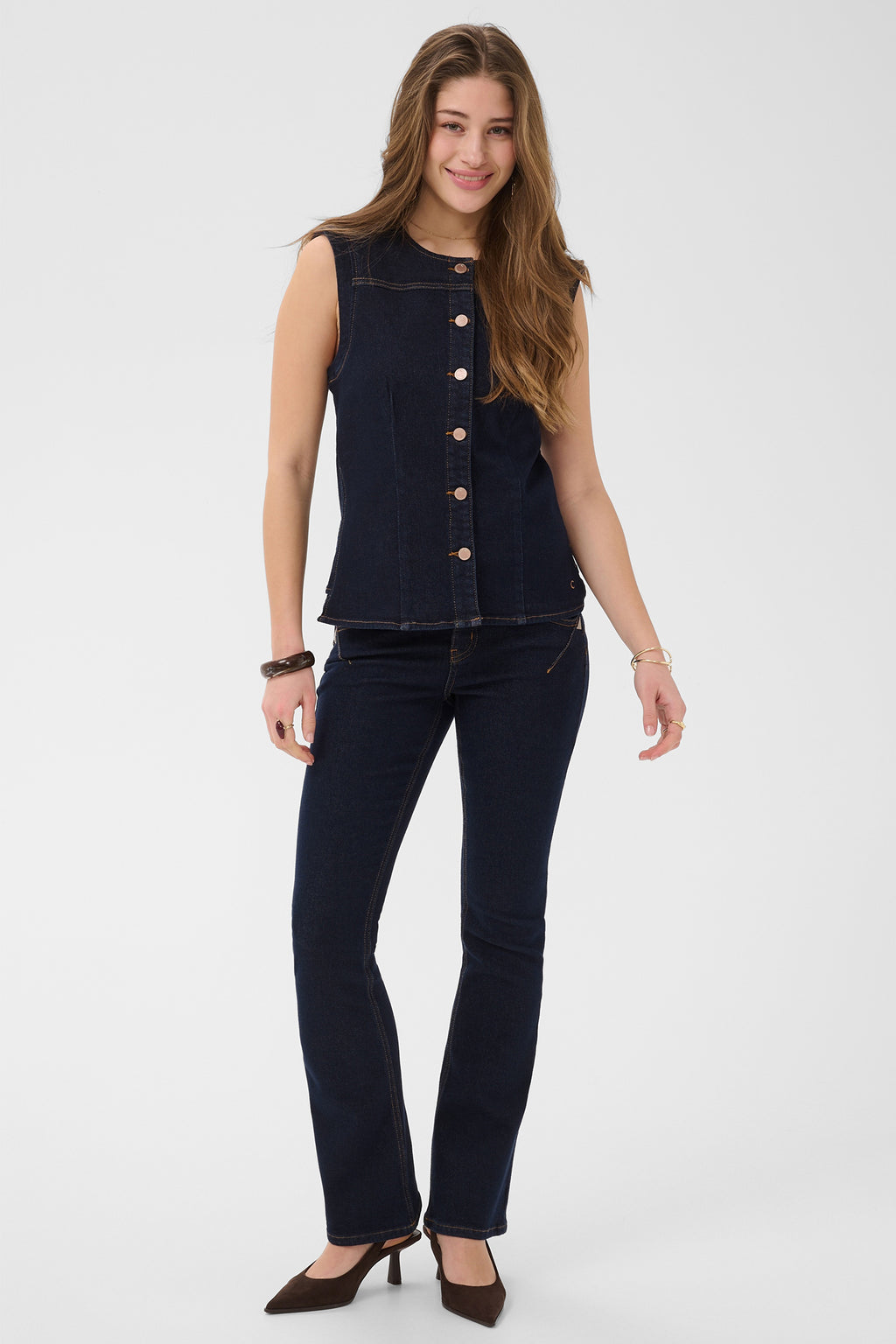 Cream CRDamy Cape Breton rinse denim waistcoat at OSO Boutique