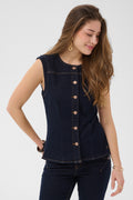 Cream CRDamy Cape Breton rinse denim waistcoat at OSO Boutique