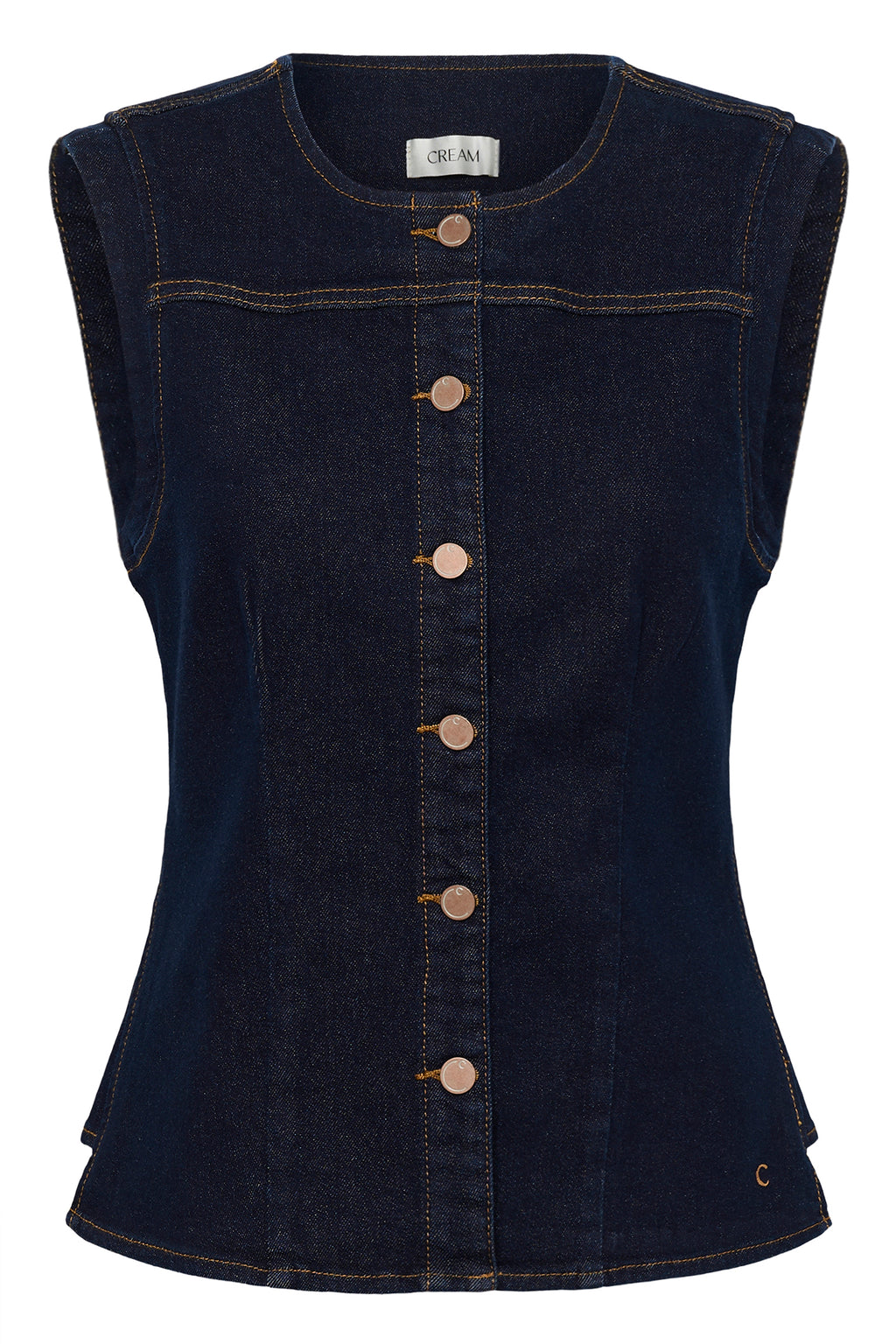 Cream CRDamy Cape Breton rinse denim waistcoat at OSO Boutique