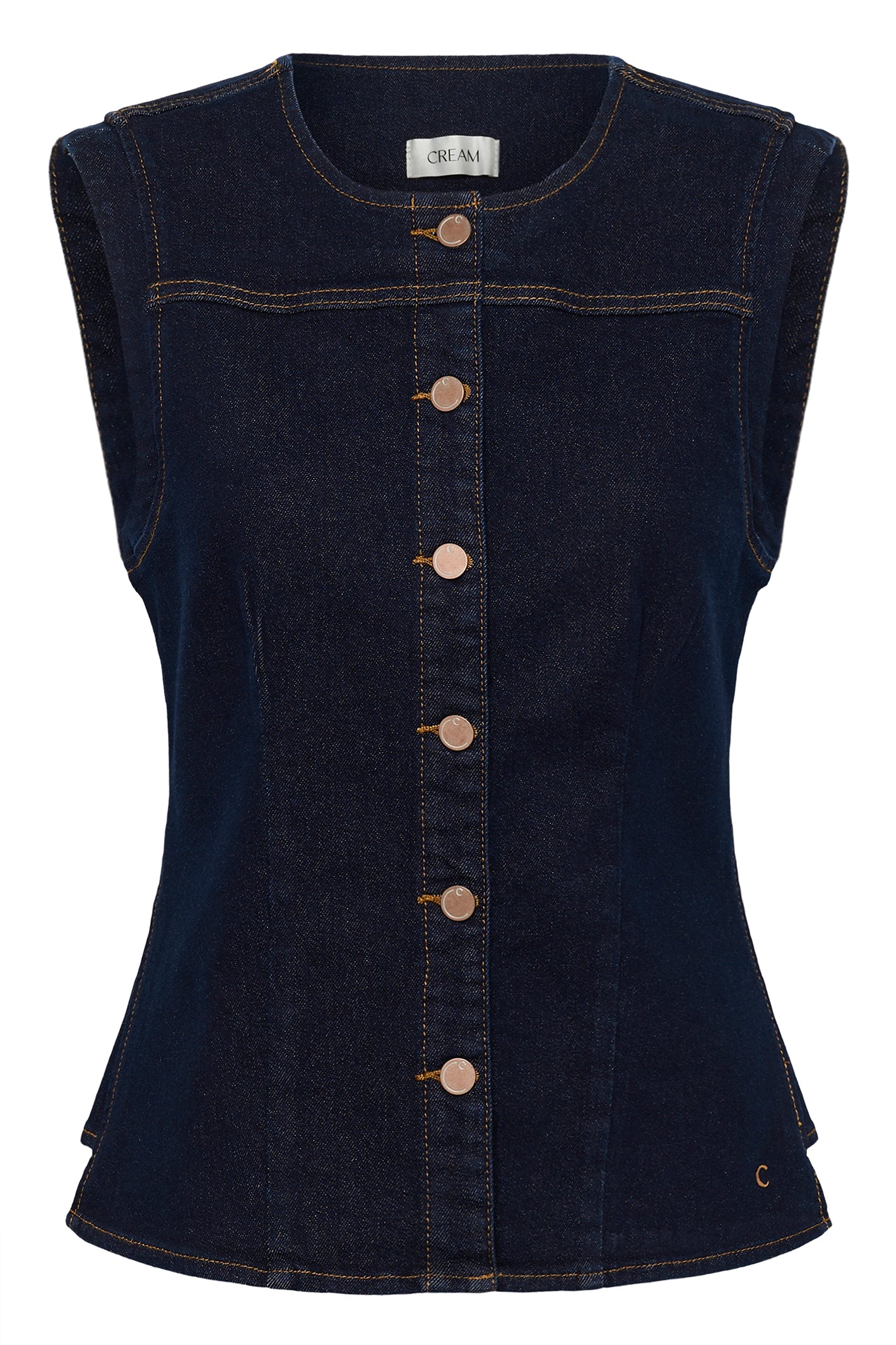Cream CRDamy Cape Breton rinse denim waistcoat at OSO Boutique
