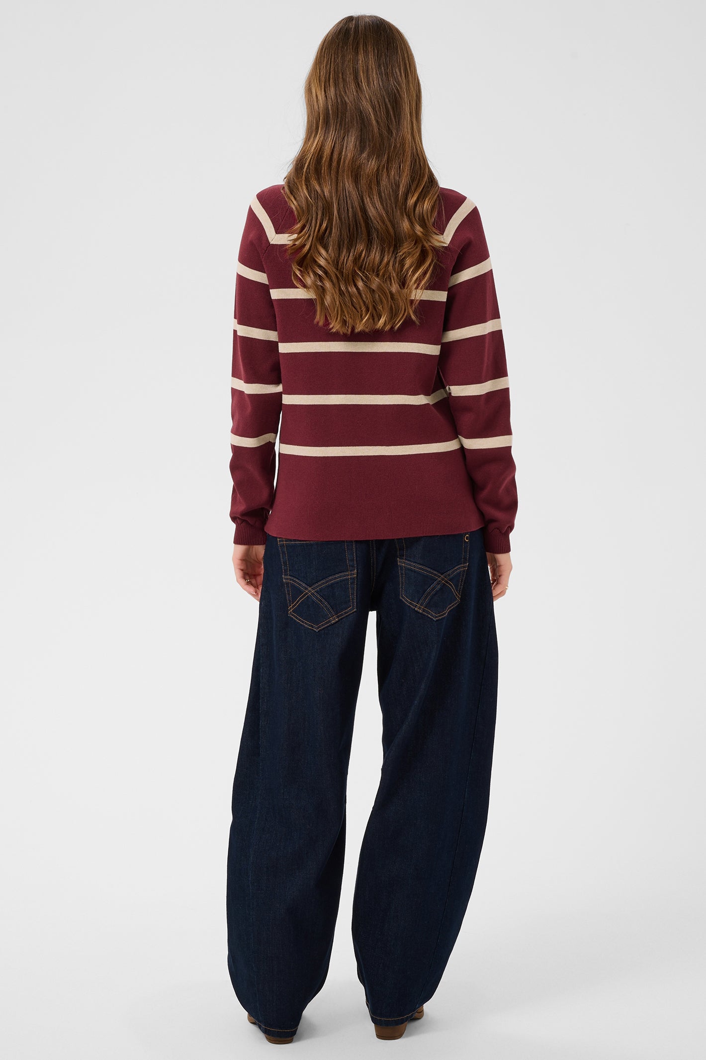Cream CRDela cabernet and oatmeal button jumper at OSO Boutique