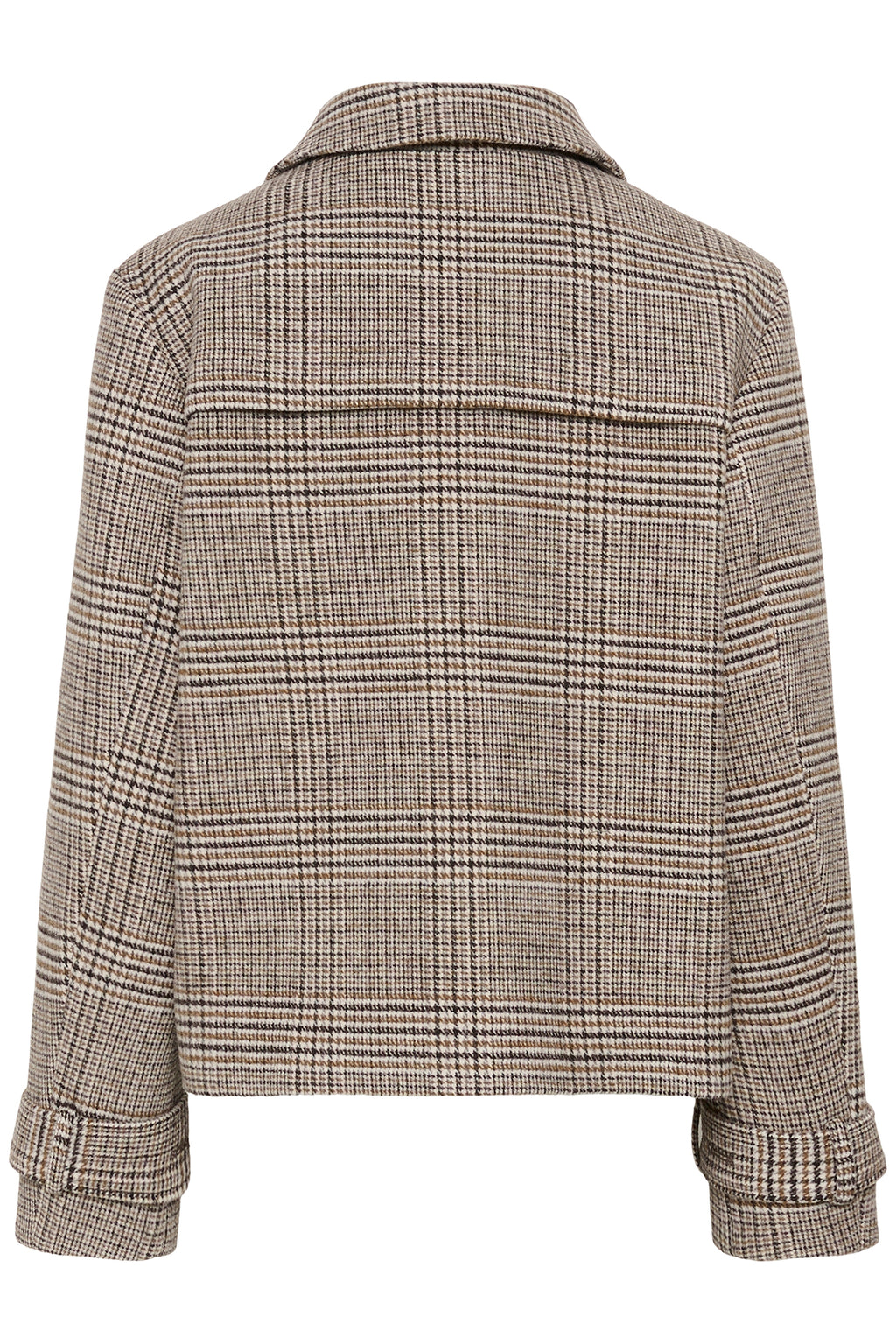 Cream CRGeorg grey check short coat at OSO Boutique