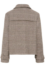 Cream CRGeorg grey check short coat at OSO Boutique