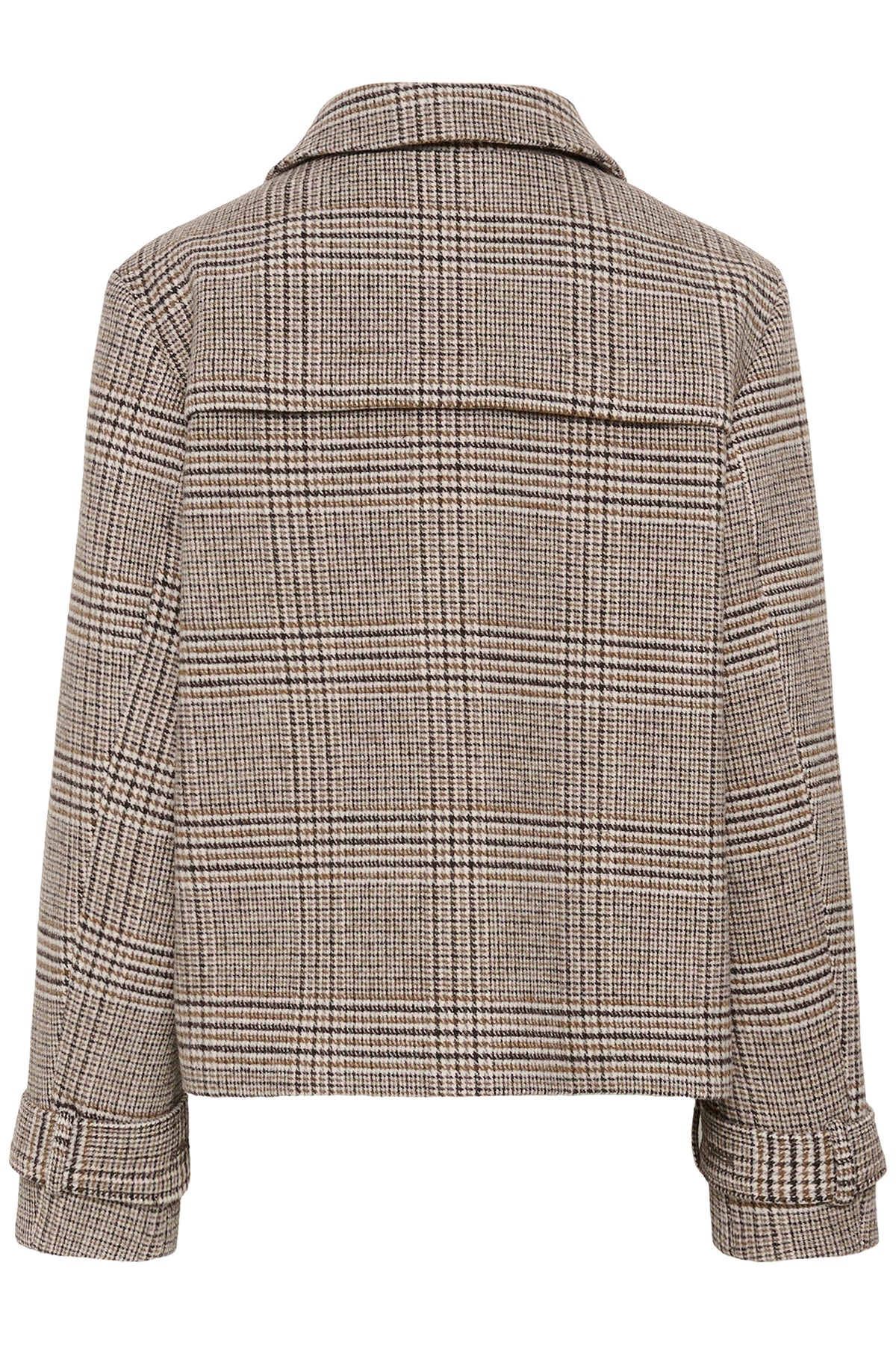 Cream CRGeorg grey check short coat at OSO Boutique
