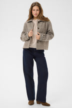 Cream CRGeorg grey check short coat at OSO Boutique
