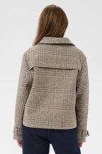 Cream CRGeorg grey check short coat at OSO Boutique