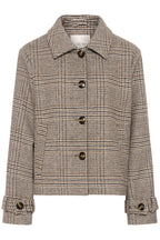 Cream CRGeorg grey check short coat at OSO Boutique