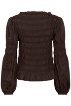 Cream CRHenva java brown gathered blouse at OSO Boutique