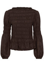 Cream CRHenva java brown gathered blouse at OSO Boutique
