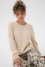 Cream CRMela oat cream melange jumper at OSO Boutique
