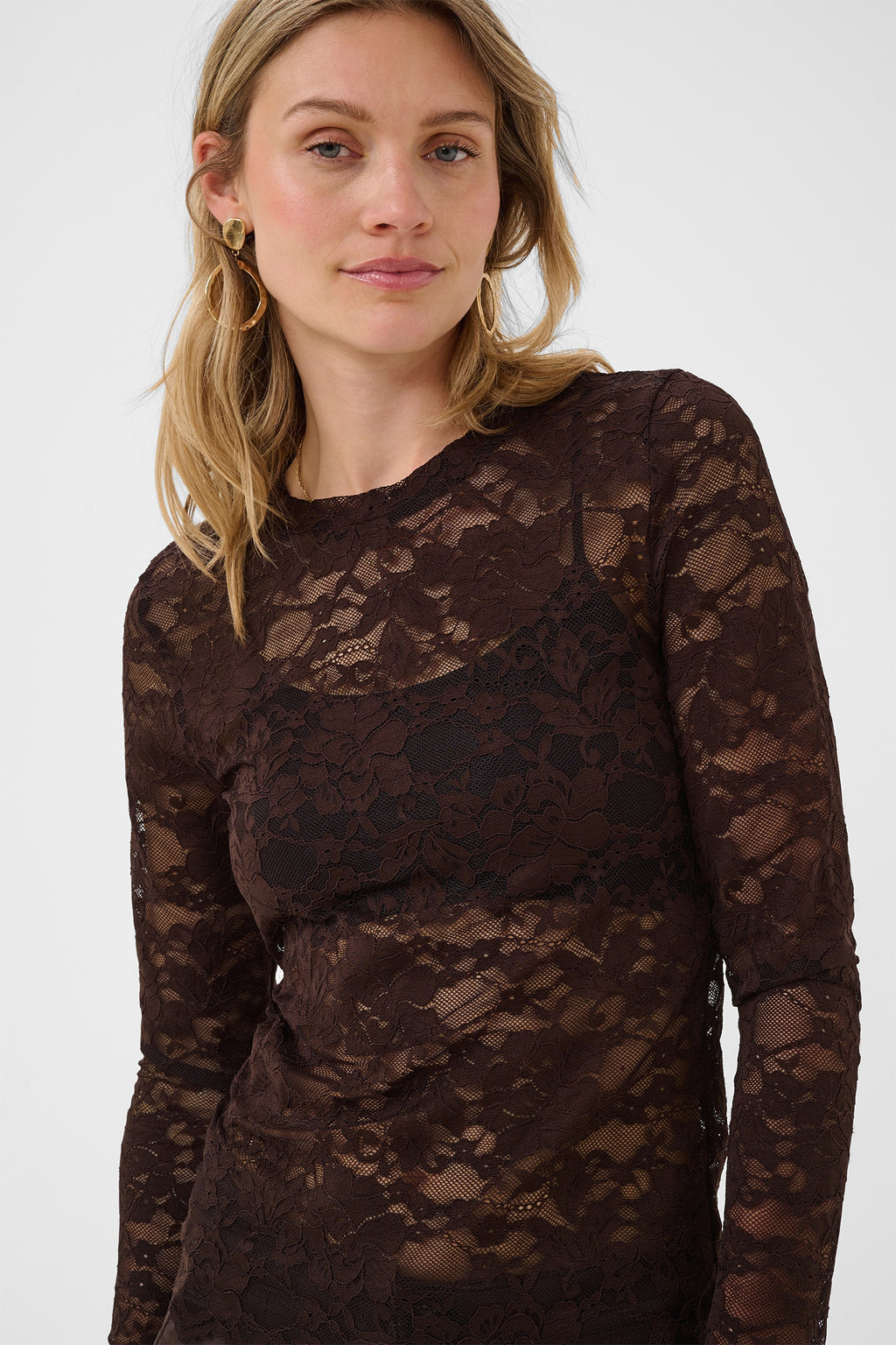 Cream CRPitia java brown lace blouse at OSO Boutique