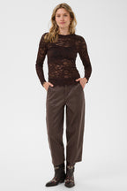 Cream CRPitia java brown lace blouse at OSO Boutique