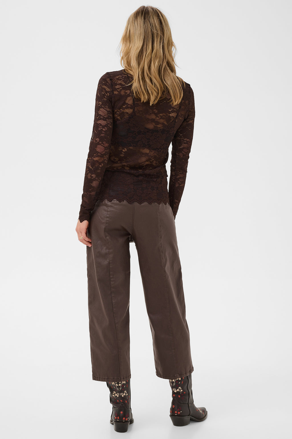 Cream CRPitia java brown lace blouse at OSO Boutique